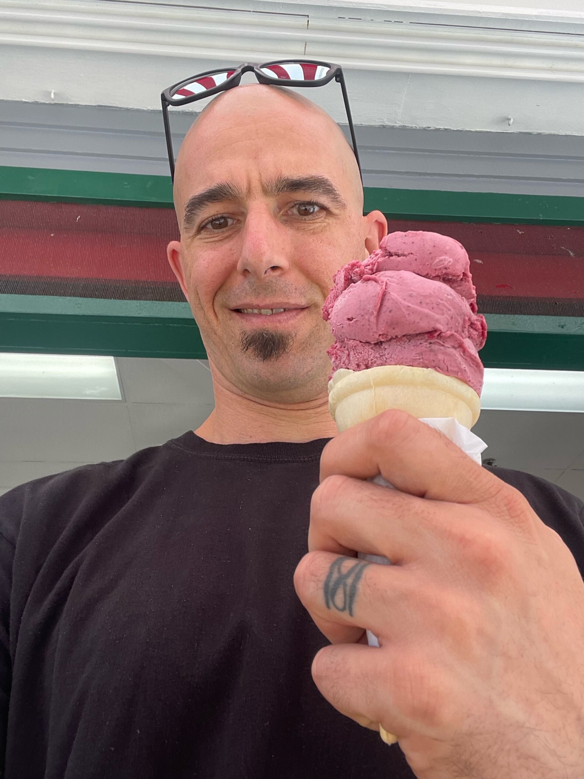 CJ's Big Dipper. Bar Harbor ME. Blueberry Habanero Sorbet. Most interesting flavor of 2023. Great shop - lots of options for vegans & folks with food allergies. 9.9.23.