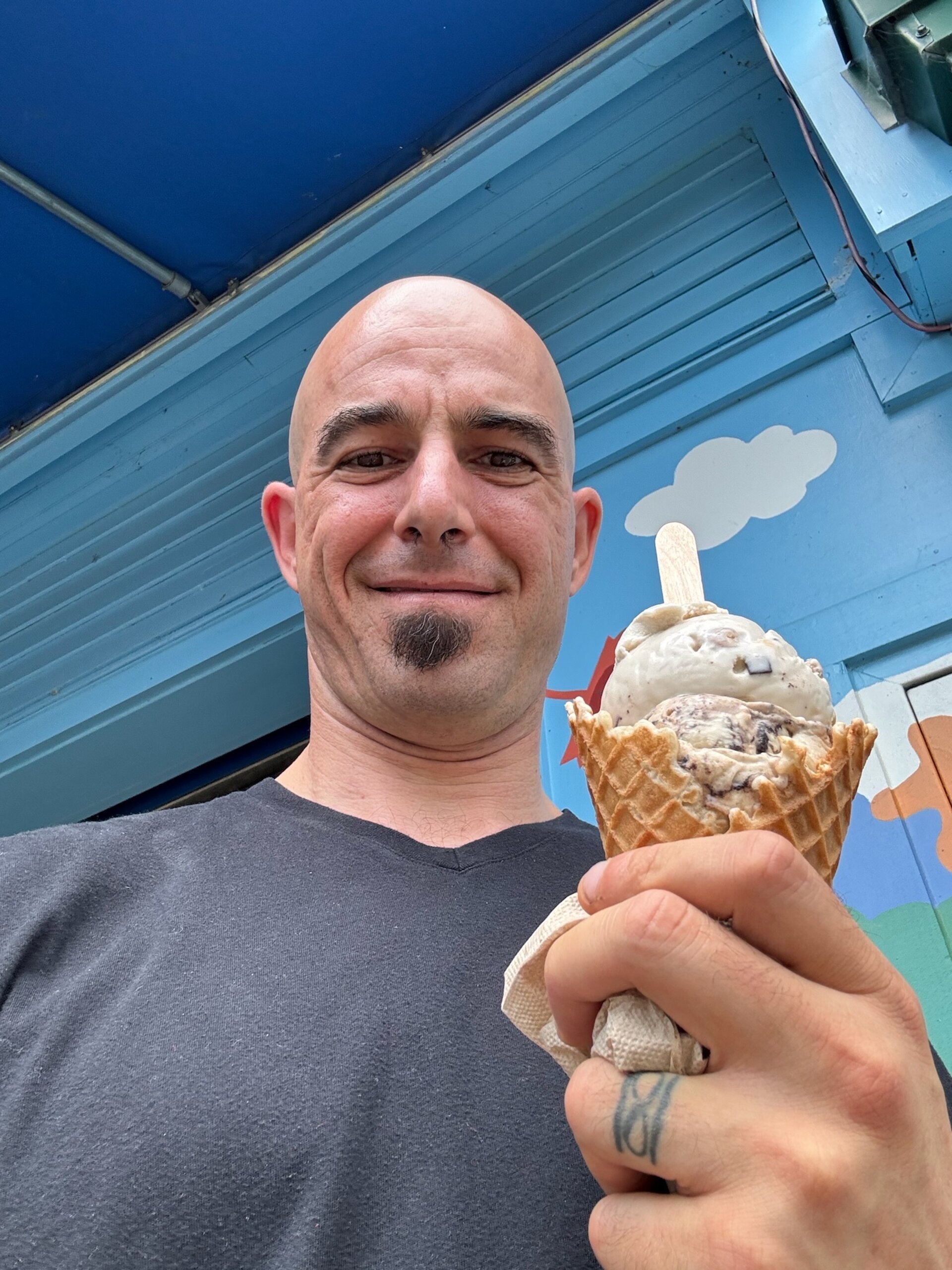 Ben & Jerry’s. Stowe VT. Chocolate Chip Cookie Dough & Change The Whirled. Both Vegan. Not Bad. 8.3.24