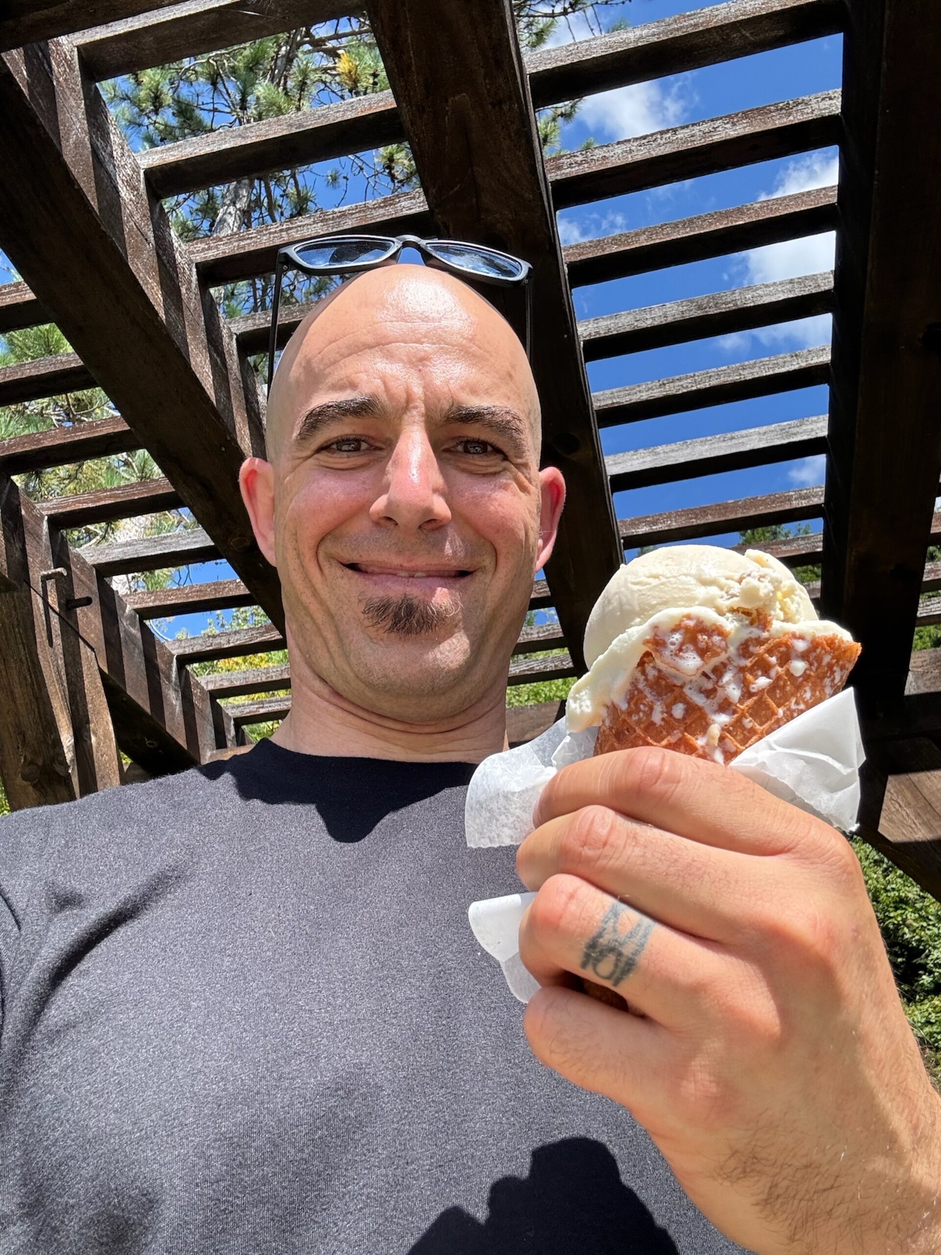 Sticky Fingers Bakery. Dover VT. Vanilla & Maple Walnut in a homemade cone. 1 of 5 places in VT that makes their ice cream entirely from scratch. Fantastic. Try the cinnamon bun too if you stop in. 9.1.24