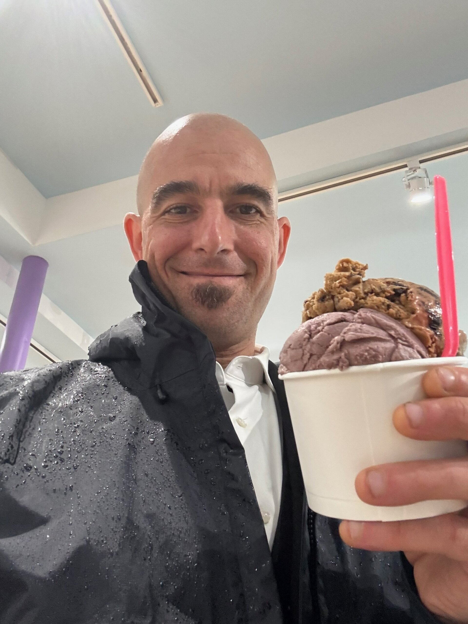 Mad Martha’s Edgartown MV. Coconut, Black Raspberry & Coffee Oreo. All vegan, all coconut cream based. All pretty good. They will not put non-dairy flavors in a cone which is not good in my book. I want a cone! 9.21.24